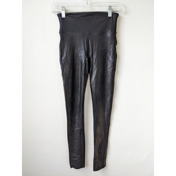 Spanx Size Small Faux Leather Leggings Pants Black High Rise Pull On Stretch - Picture 3 of 12